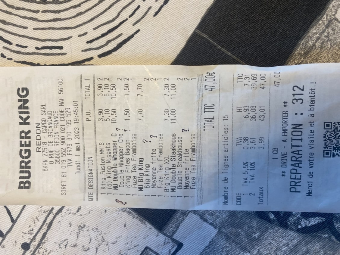 Burger King - Produits avec point d’? Non livrés.